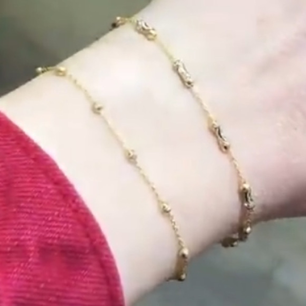New Solid 14K Gold ball Bracelet 7” or 7.5” inches